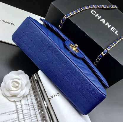 CHANEL Calfskin Chevron Quilted Double Flap