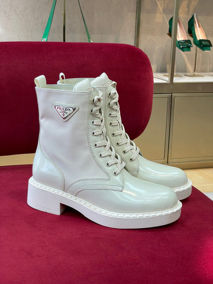 Prada Brushed-Leather and Re-Nylon Boots