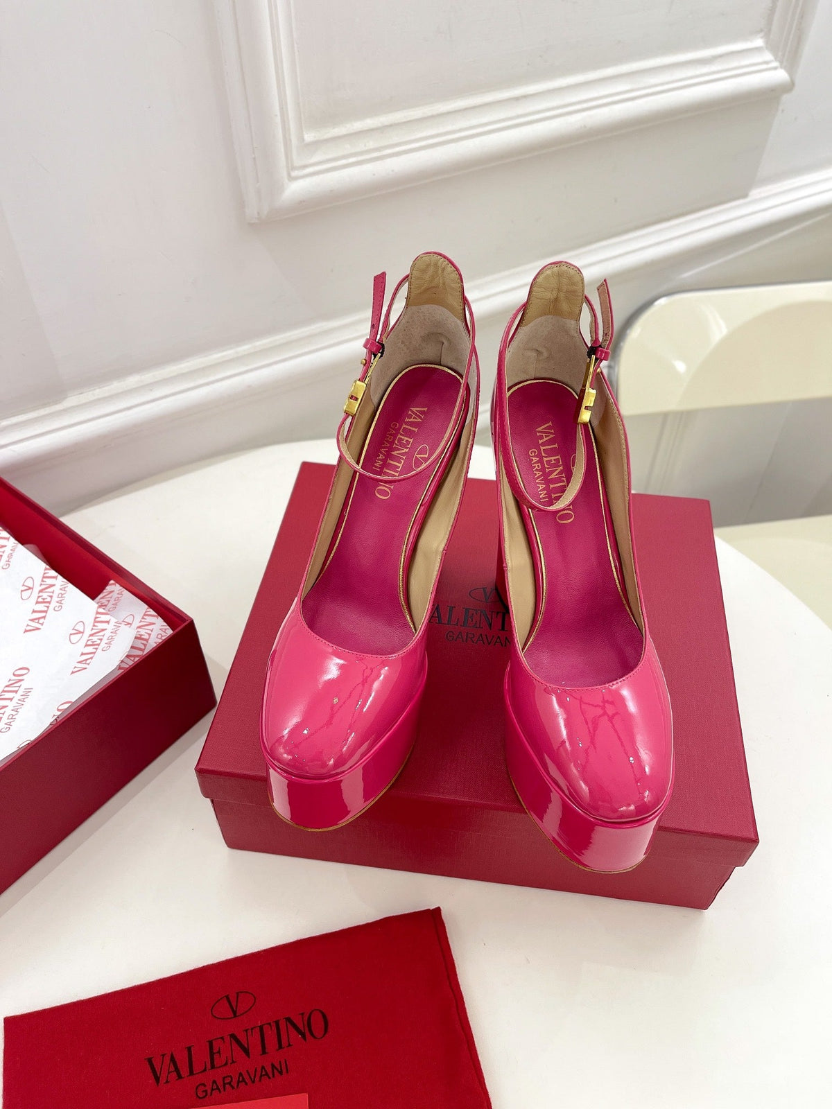 Valentino Tan-go Platform Patent Leather Sandal 155MM