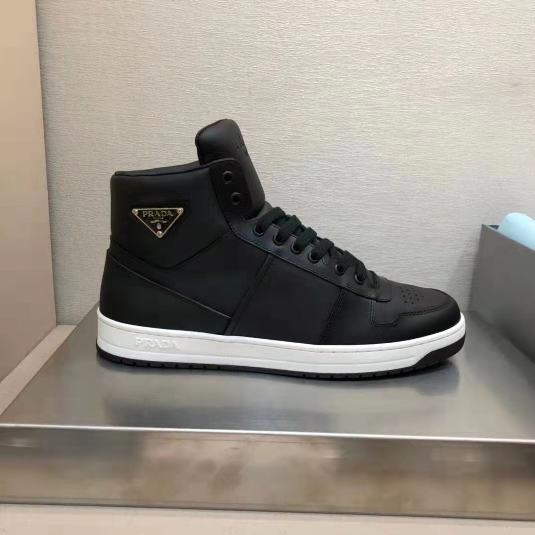 Prada Downtown Leather High Top Sneakers