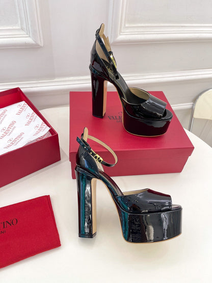 VALENTINO GARAVANI TAN-GO PLATFORM PATENT LEATHER SANDAL 155MM