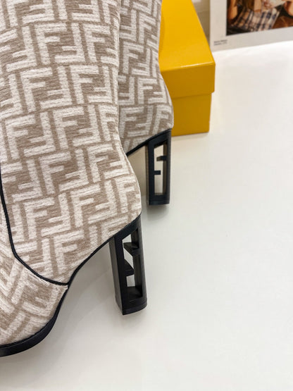 Fendi High-heeled  FF Chenille Boots