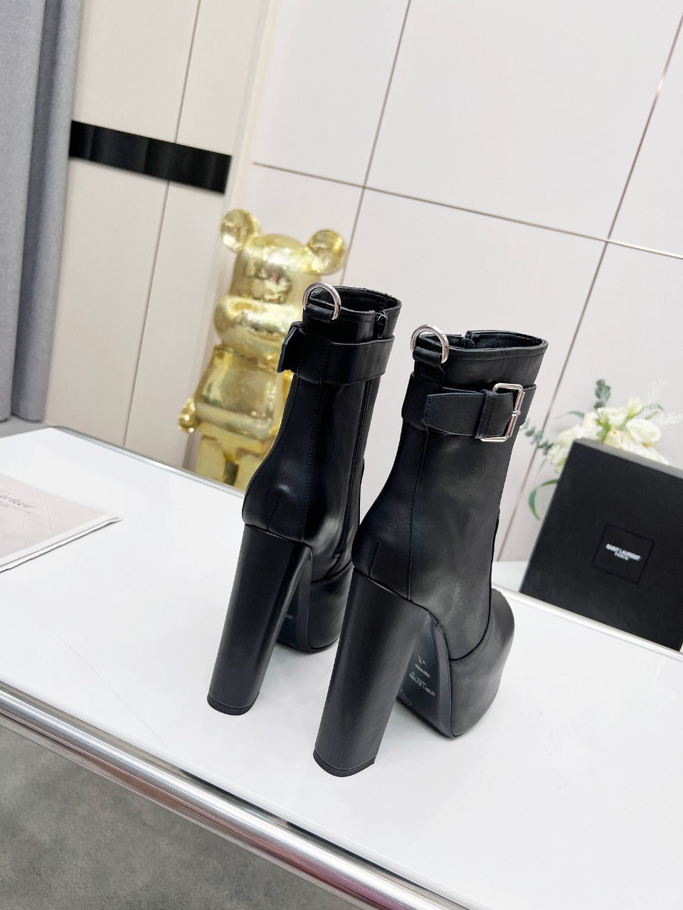 YSL  Cherry Buckle Platform Boots