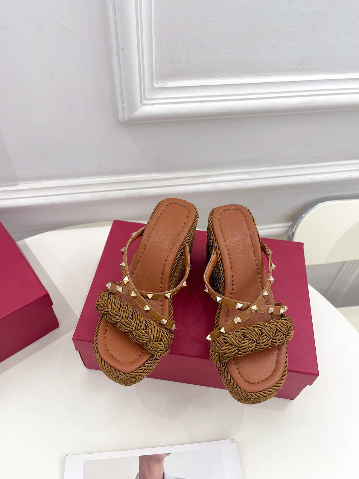 Valentino Rockstud Wedge Sandals
