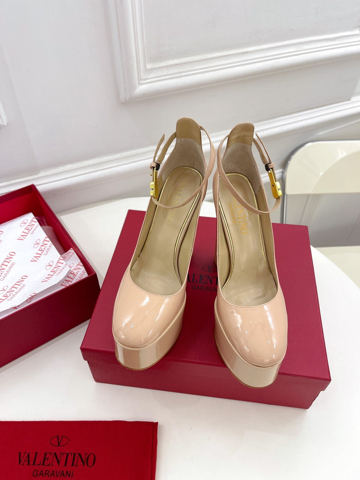 Valentino Tan-go Platform Patent Leather Sandal 155MM