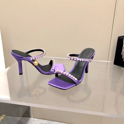 Versace Medusa Rhinestone Mules