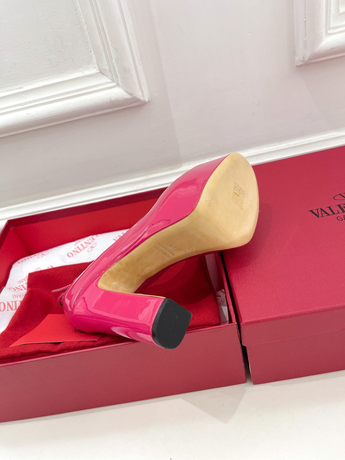 Valentino Tan-go Platform Patent Leather Sandal 155MM