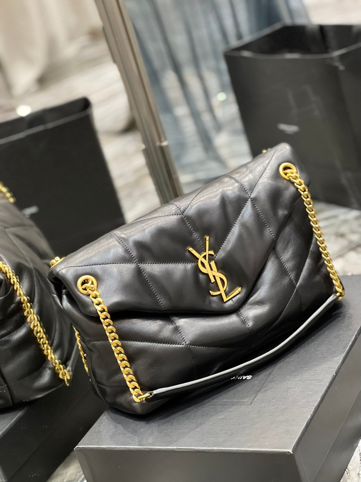 YSL PUFFER MEDIUM BAG IN QUILTED LAMBSKIN