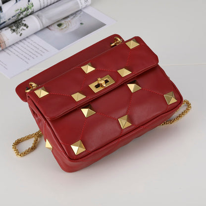 Valentino Garavani Medium Roman Stud The Shoulder Bag In Nappa With Chain