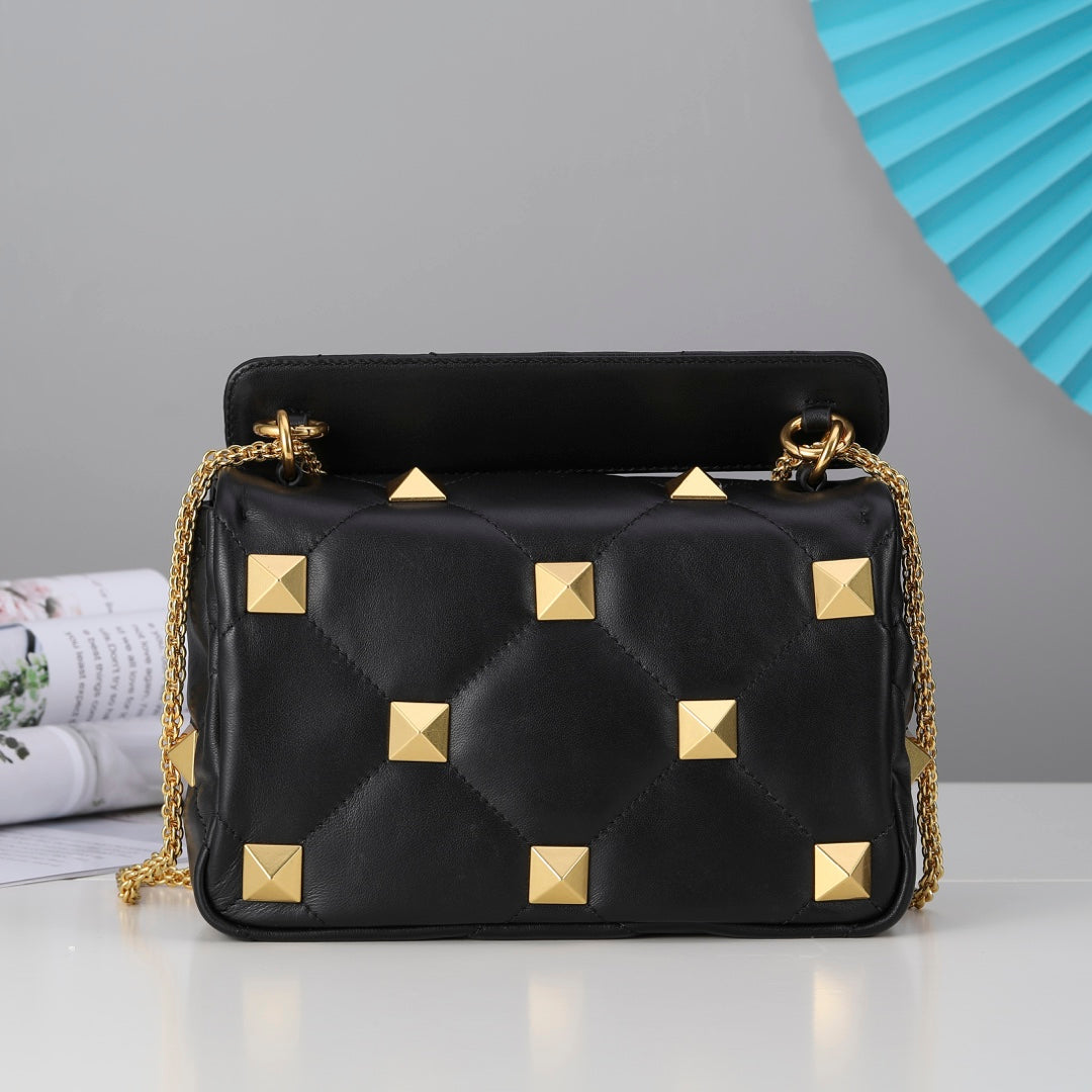 Valentino Garavani Medium Roman Stud The Shoulder Bag In Nappa With Chain