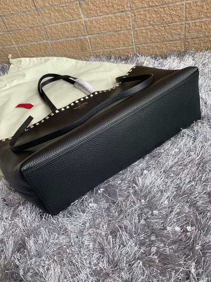 Valentino Garavani Rockstud Calfskin Grainy Tote Bag