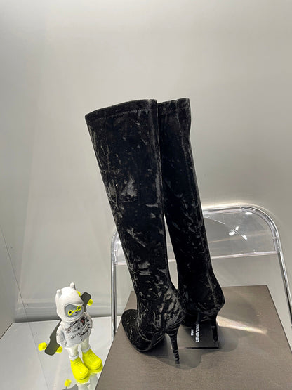 YSL  Talia Boots In Velvet