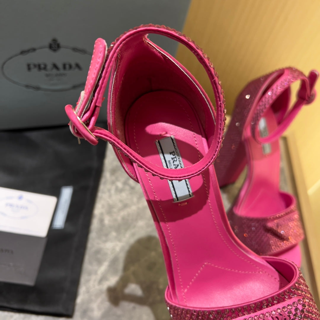 Prada Satin Platform With Crystals