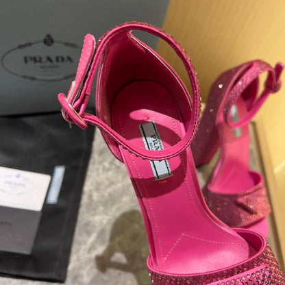 Prada Satin Platform With Crystals