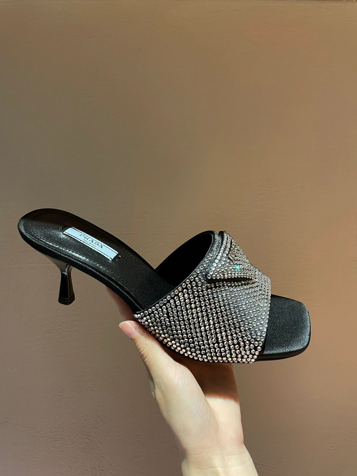 Prada Satin Sandals With Crystals