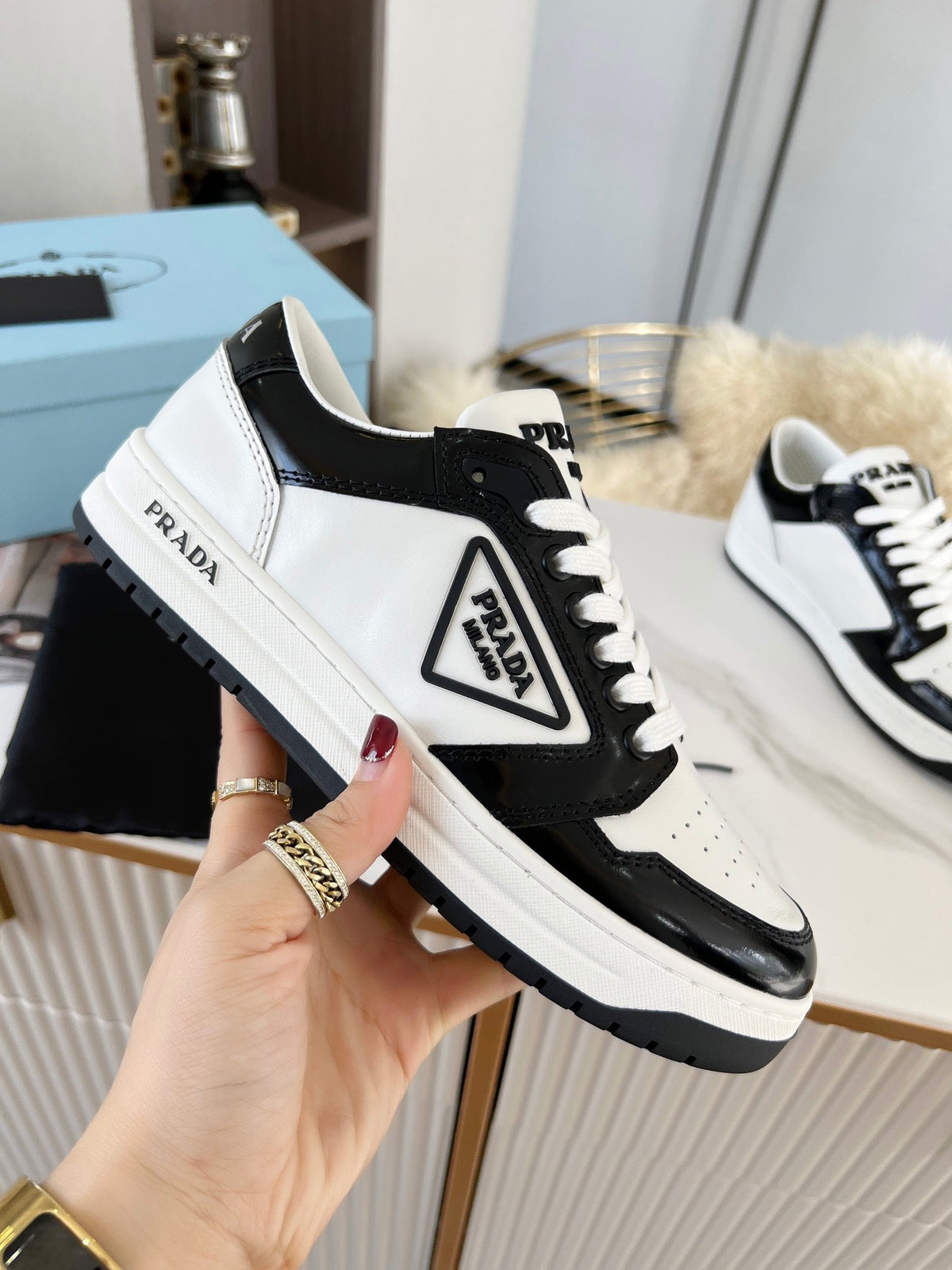 Prada District Leather Sneakers