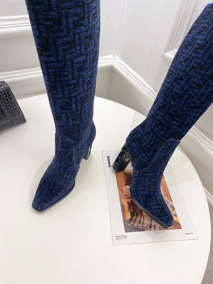 Fendi High-heeled  FF Chenille Boots