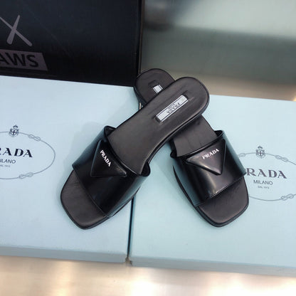 Prada Brushed Leather  Slides
