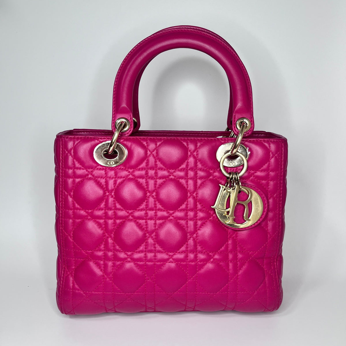 Lady Dior Medium Bag Fuchsia Cannage Leather Rovelle Bags