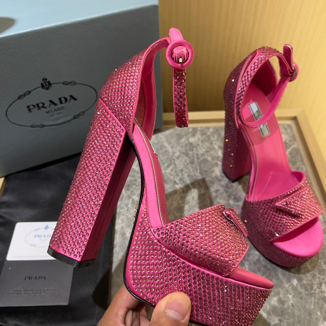 Prada Satin Platform With Crystals