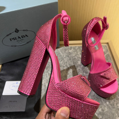 Prada Satin Platform With Crystals