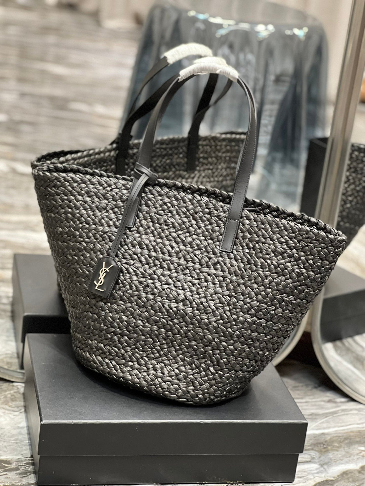 YSL Painer Medium Bag In Raffia