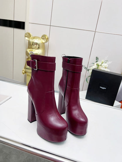 YSL  Cherry Buckle Platform Boots