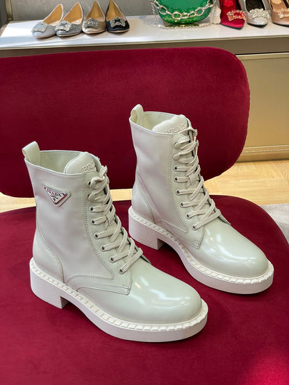 Prada Brushed-Leather and Re-Nylon Boots