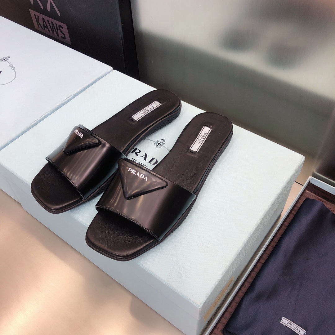 Prada Brushed Leather  Slides