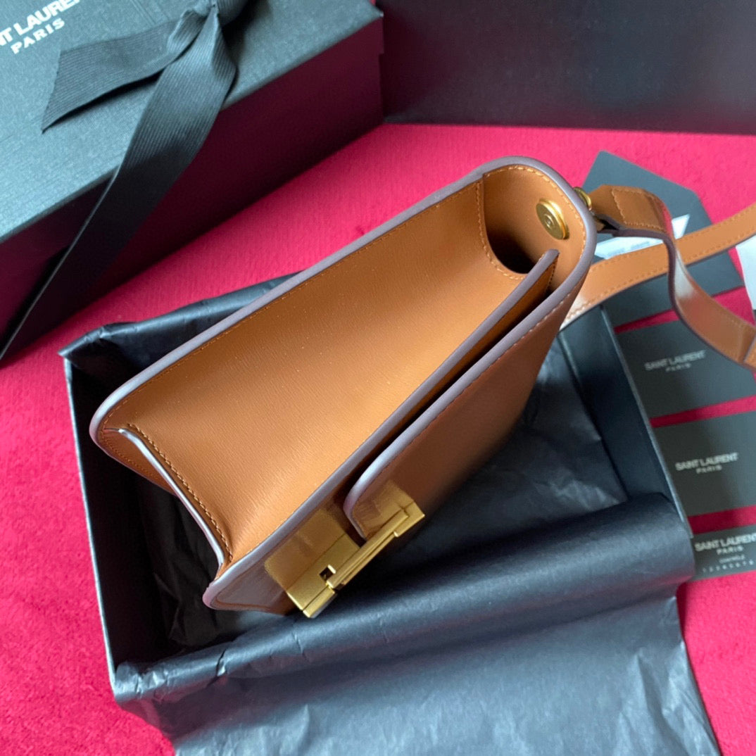 YSL LE CARRE SATCHEL IN BOX SAINT LAURENT LEATHER