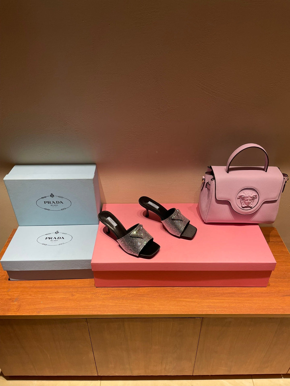 Prada Satin Sandals With Crystals