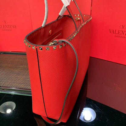 Valentino Garavani Rockstud Calfskin Grainy Tote Bag