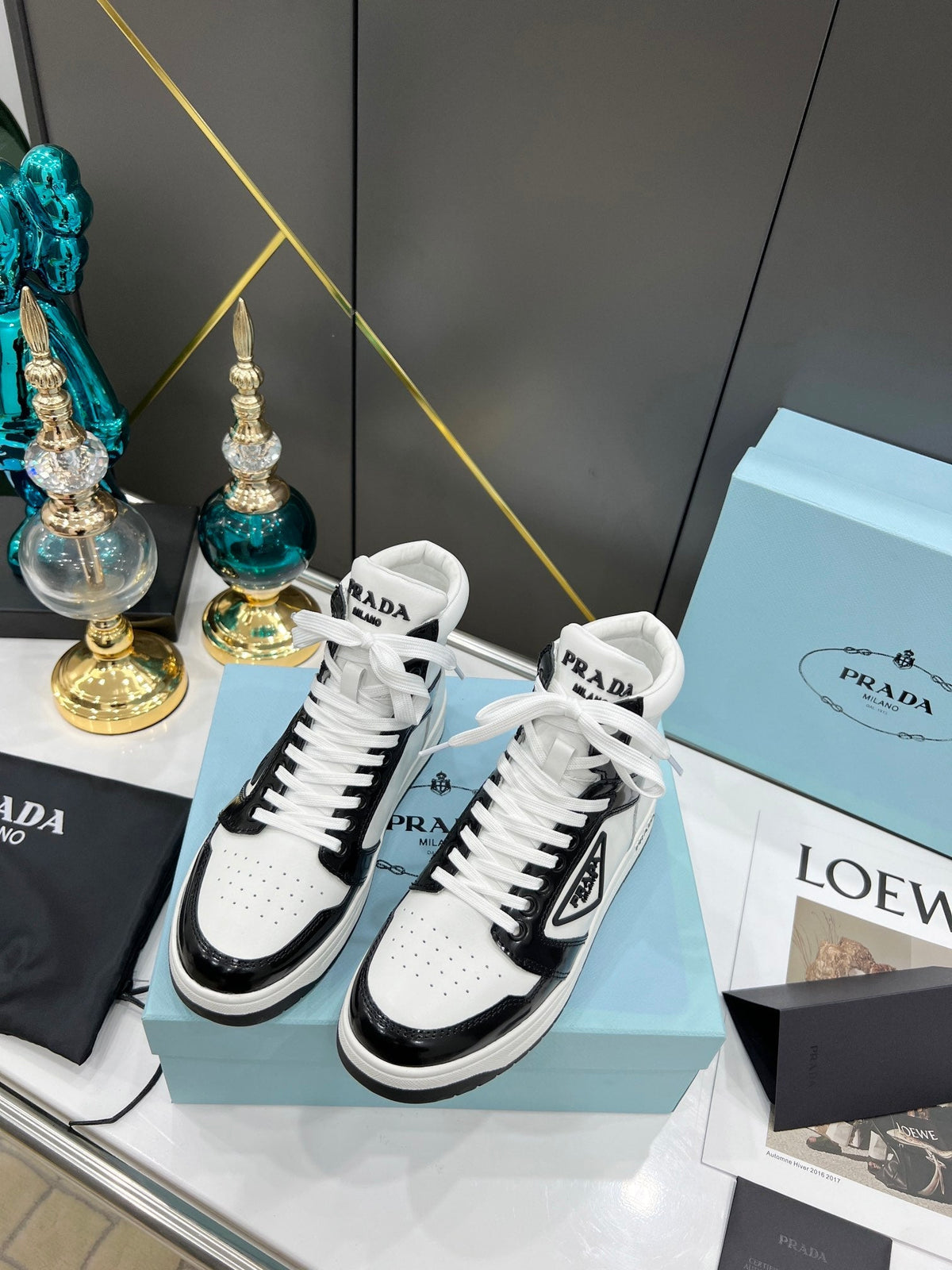 Prada District Leather Sneakers