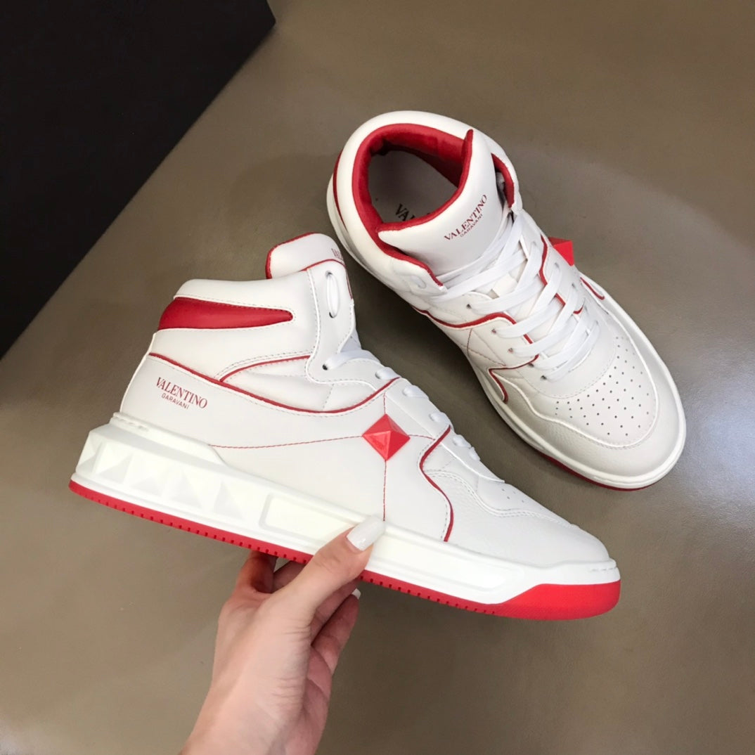 Valentino One Stud High Top Nappa Sneakers