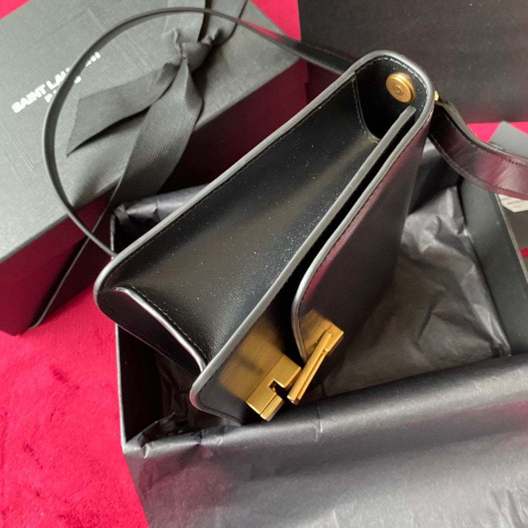 YSL LE CARRE SATCHEL IN BOX SAINT LAURENT LEATHER