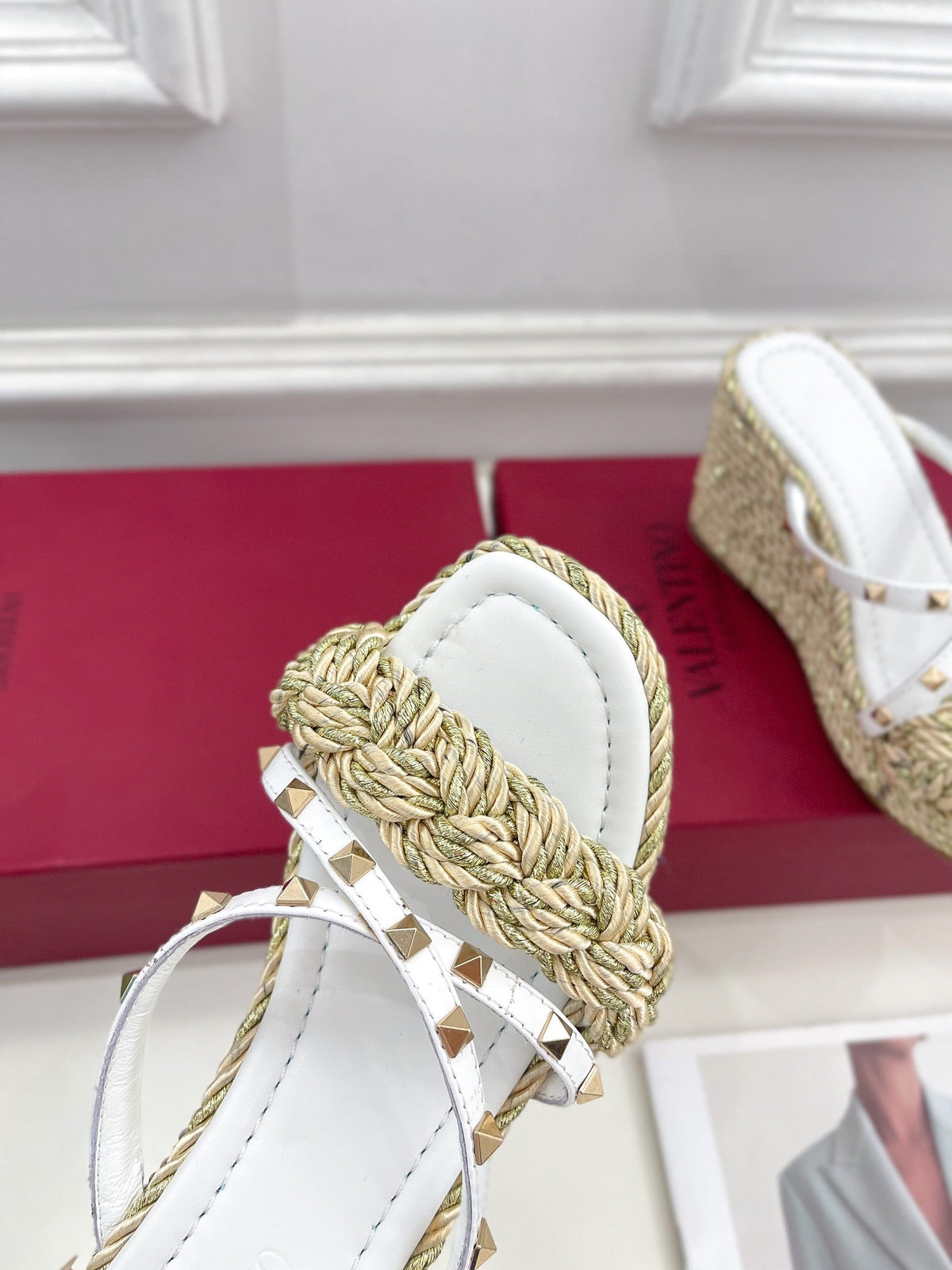 Valentino Rockstud Wedge Sandals