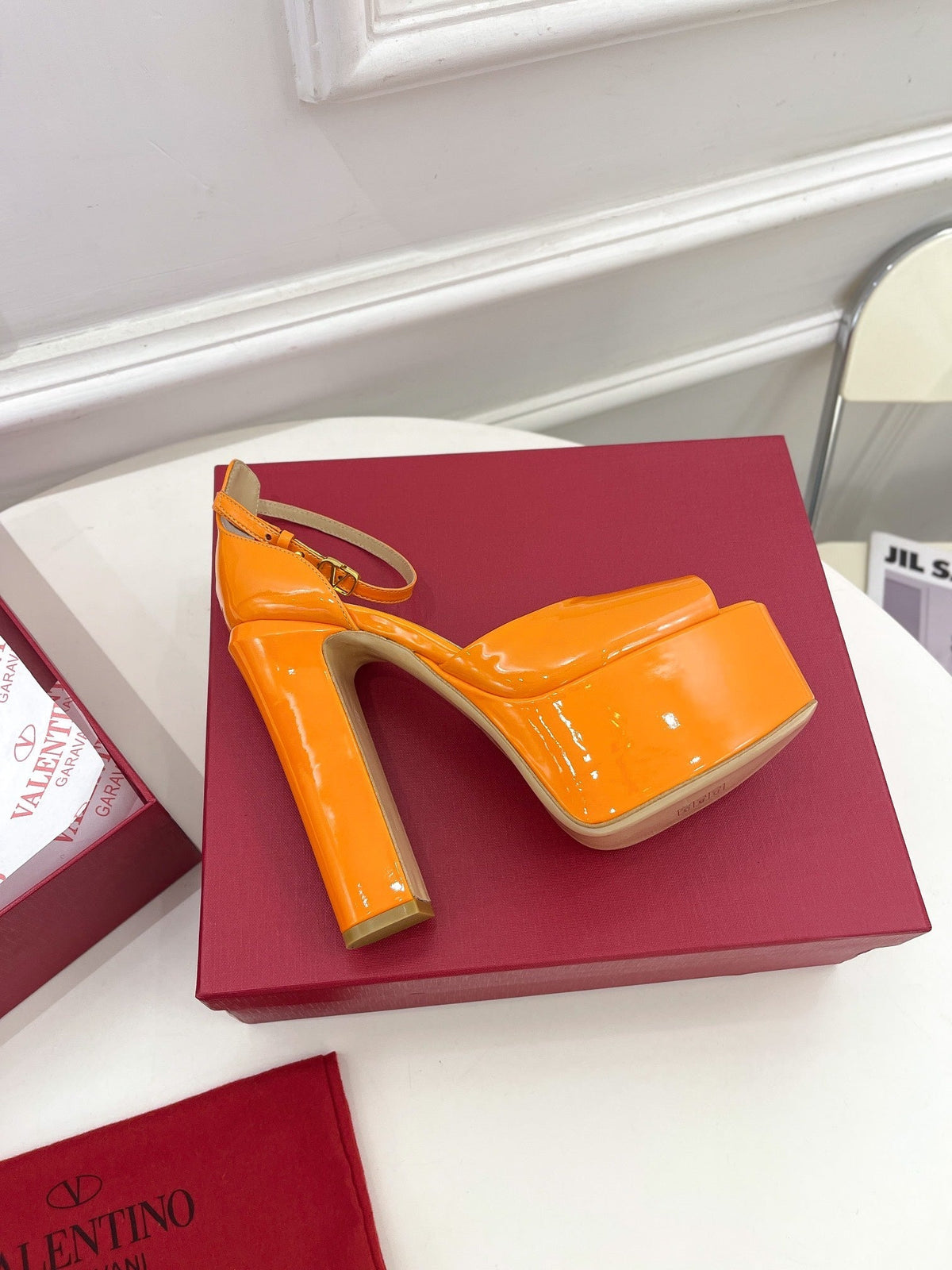 VALENTINO GARAVANI TAN-GO PLATFORM PATENT LEATHER SANDAL 155MM