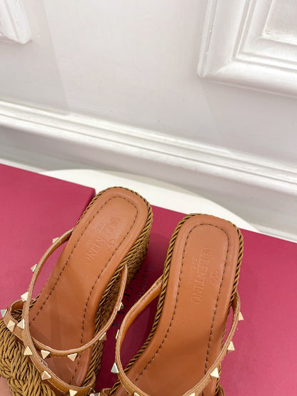 Valentino Rockstud Wedge Sandals