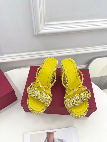 Valentino Rockstud Wedge Sandals