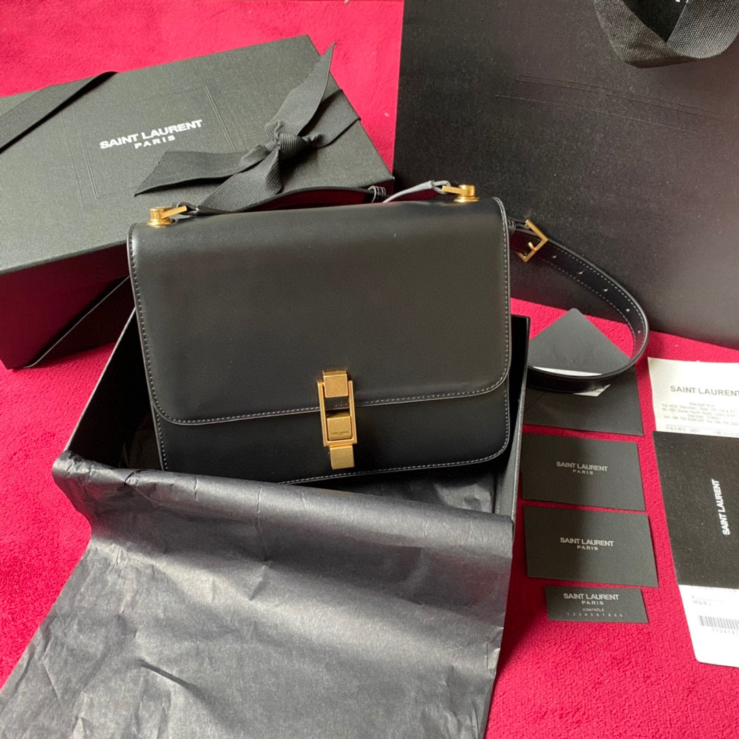 YSL LE CARRE SATCHEL IN BOX SAINT LAURENT LEATHER