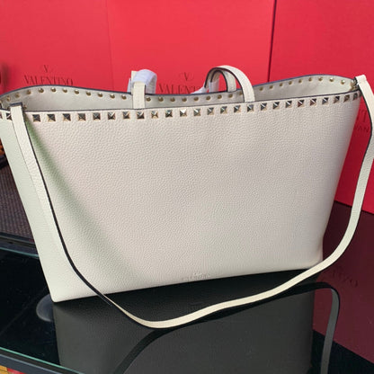 Valentino Garavani Rockstud Calfskin Grainy Tote Bag