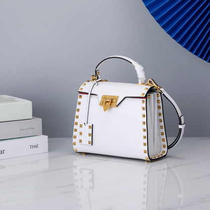 Valentino Garavani Small Rockstud Alcove Grainy Calfskin Bag