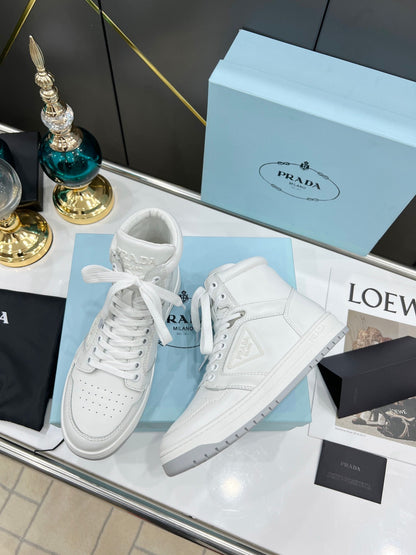 Prada Downtown Leather High Top Sneakers