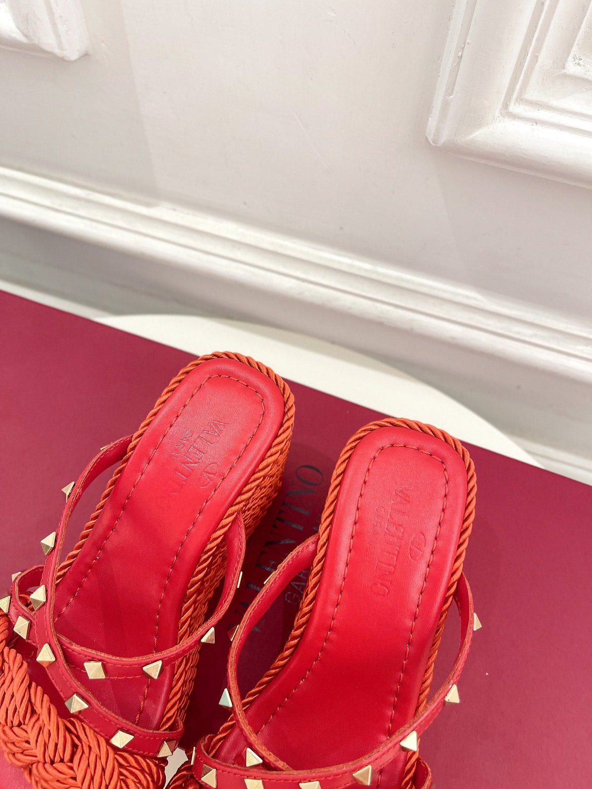 Valentino Rockstud Wedge Sandals