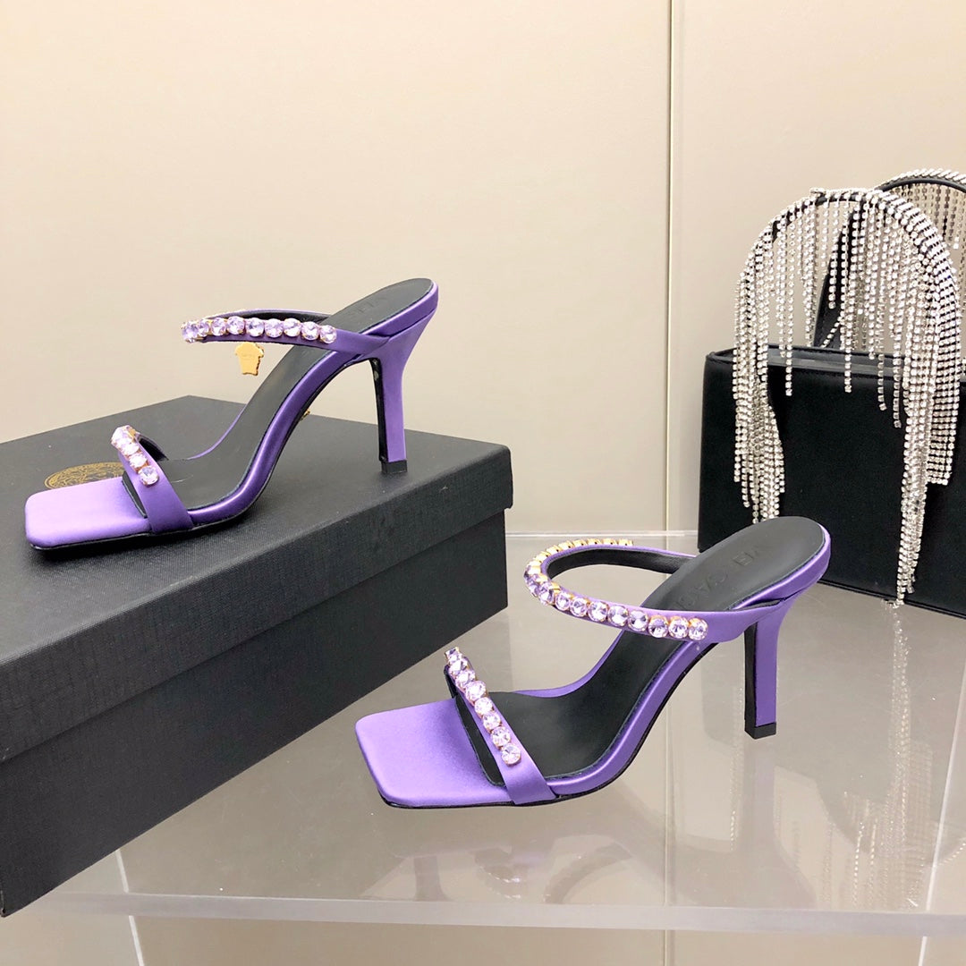 Versace Medusa Rhinestone Mules