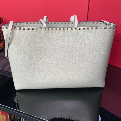 Valentino Garavani Rockstud Calfskin Grainy Tote Bag