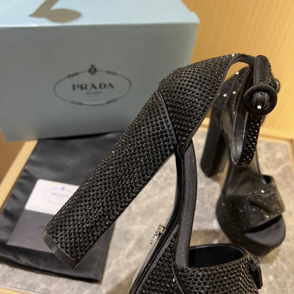 Prada Satin Platform With Crystals