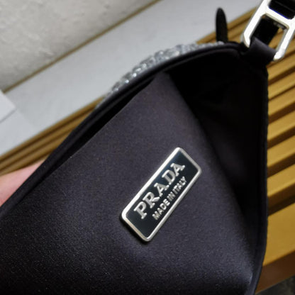 Prada Cleo Satin Bag with Crystals