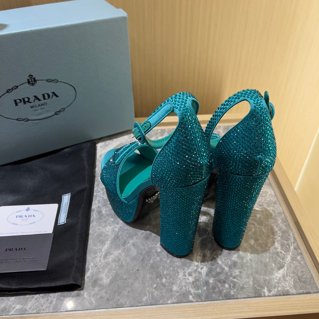 Prada Satin Platform With Crystals