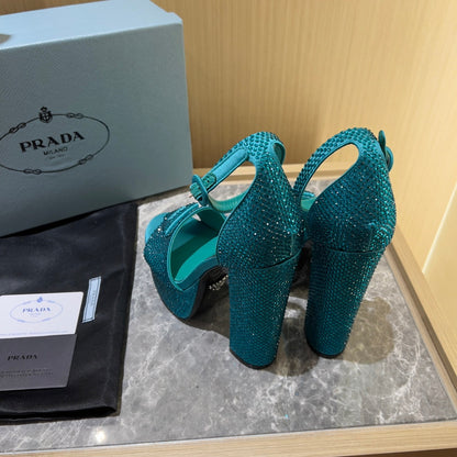 Prada Satin Platform With Crystals